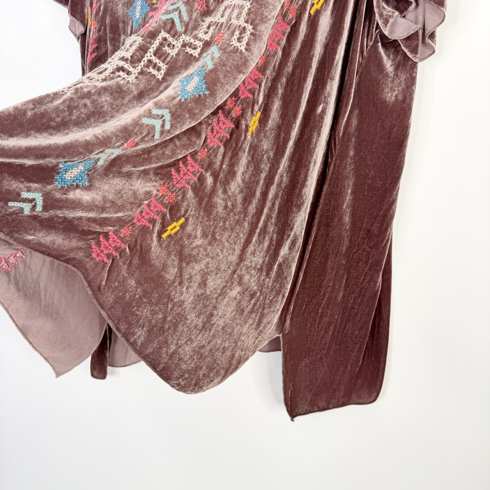 Johnny Was Brown velvet embroidered top size 2X #0062 - Picture 5 of 12